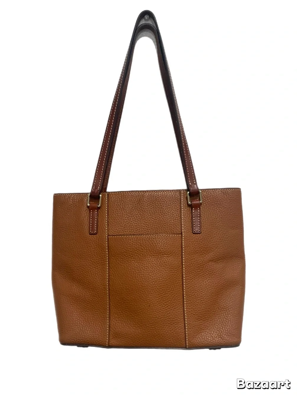 Dooney & Bourke Tan Brown Pebbled Leather Tote with Gold Plaque